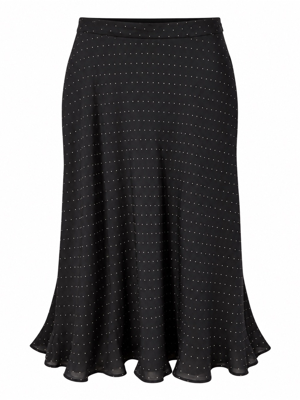 Lauren Ralph Lauren Polka Dot Silk Ruffle Hem Midi Skirt Black Size 10